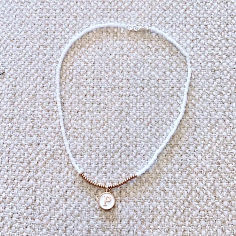 Customizable initial bead necklace